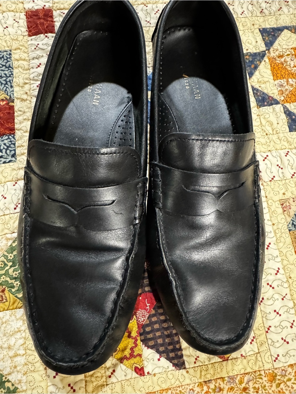 Cole Haan Black Leather Penny Loafers